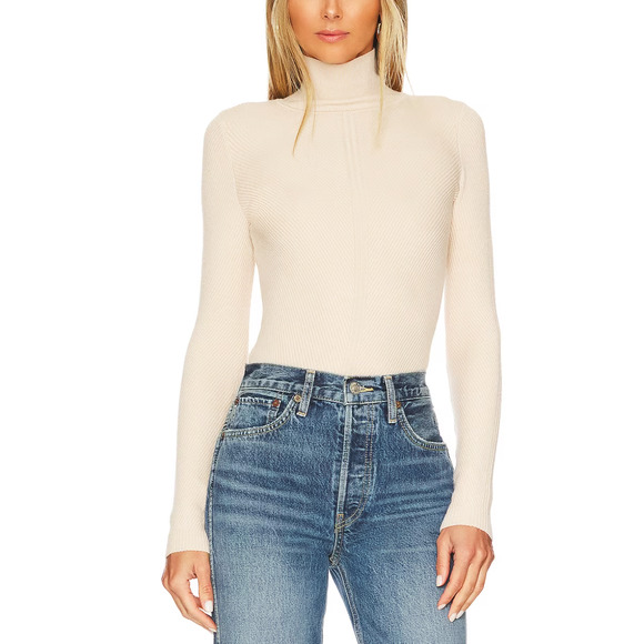 House of Harlow 1960 Sweaters - House of Harlow Cream Turtleneck Sweater XS Fitted Rib Quiet Luxury Peyton NEW